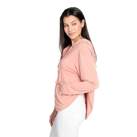 NWOT- HRP Peete Knit Long Sleeve Cut-out Racerback 2-Pocket Front Rose, Size M - Picture 3 of 3